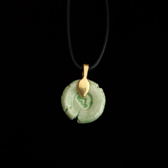 Handmade Ceramic Light Green Star of David Pendant Necklace - Picture 9 of 14